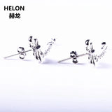 925 Silver Crystal Pearl Drop Earrings Amber Agate Setting