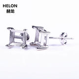 Sterling Silver 925 Women Stud Earrings Semi mount 5x5mm Princess Cut