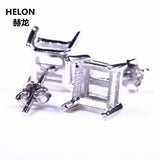 Sterling Silver 925 Women Stud Earrings Semi mount 5x5mm Princess Cut
