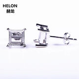 Sterling Silver 925 Women Stud Earrings Semi mount 5x5mm Princess Cut