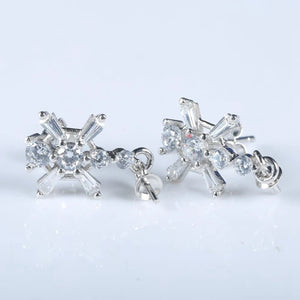 Sterling Silver 925 Women Drop Earrings for 4-8mm Pearl Semi Mount