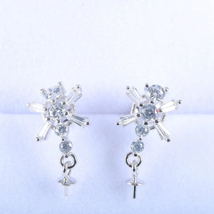 Sterling Silver 925 Women Drop Earrings for 4-8mm Pearl Semi Mount