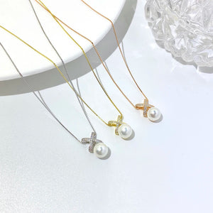 Sterling Silver 925 X Freshwater Pearl Necklace Elegant Women's Gift