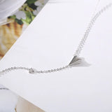 Silver Airplane Ladies Necklace, Paper Airplane Chain