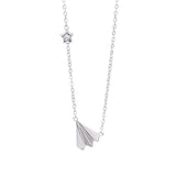 Silver Airplane Ladies Necklace, Paper Airplane Chain