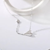 Silver Airplane Ladies Necklace, Paper Airplane Chain