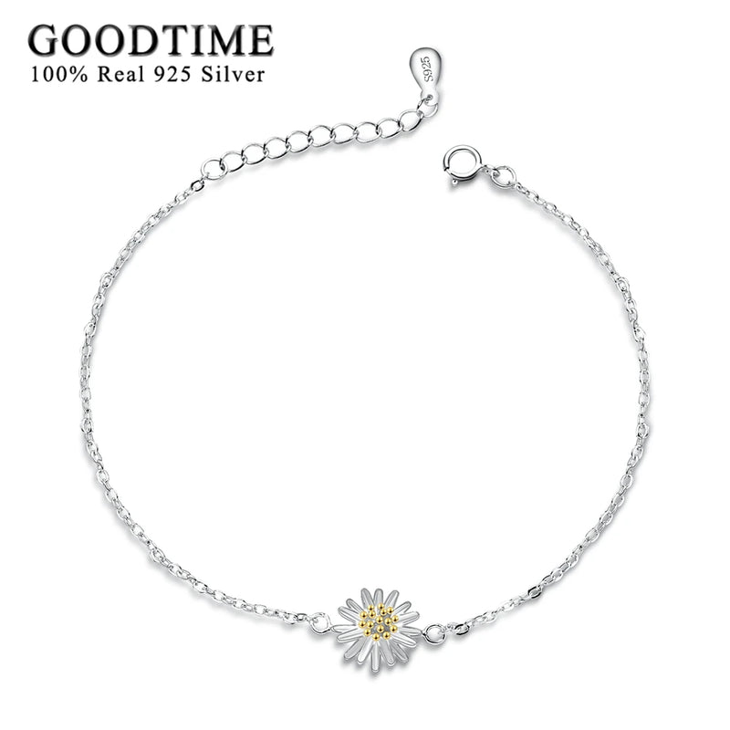 925 Silver Daisy Anklets For Women Flower ankle bracelet Foot Jewelry