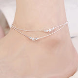 Sterling Silver Anklets for Women Daisy Star Bead Foot Chain Jewelry