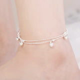 Sterling Silver Anklets for Women Daisy Star Bead Foot Chain Jewelry