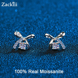 0.5ct Moissanite Diamond Stud Earrings 14K Bowknot Earring For Women