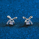 Sterling Silver Bow Earrings 0.5ct Moissanite Diamond Stud Earrings