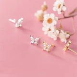 Women's Silver Rhinestone Butterfly Wing Cartilage Earring