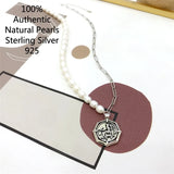 Sterling Silver Octagonal Square Round Pearl Necklace