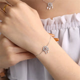 Sterling Silver Dream Catcher Bracelet Tassel Crystal Set