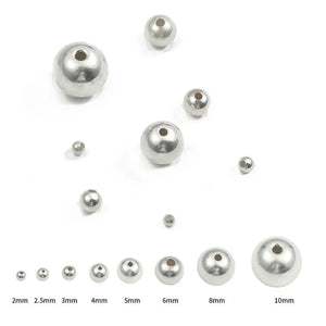 Sterling Silver Ball End Beads Round Spacer Beads