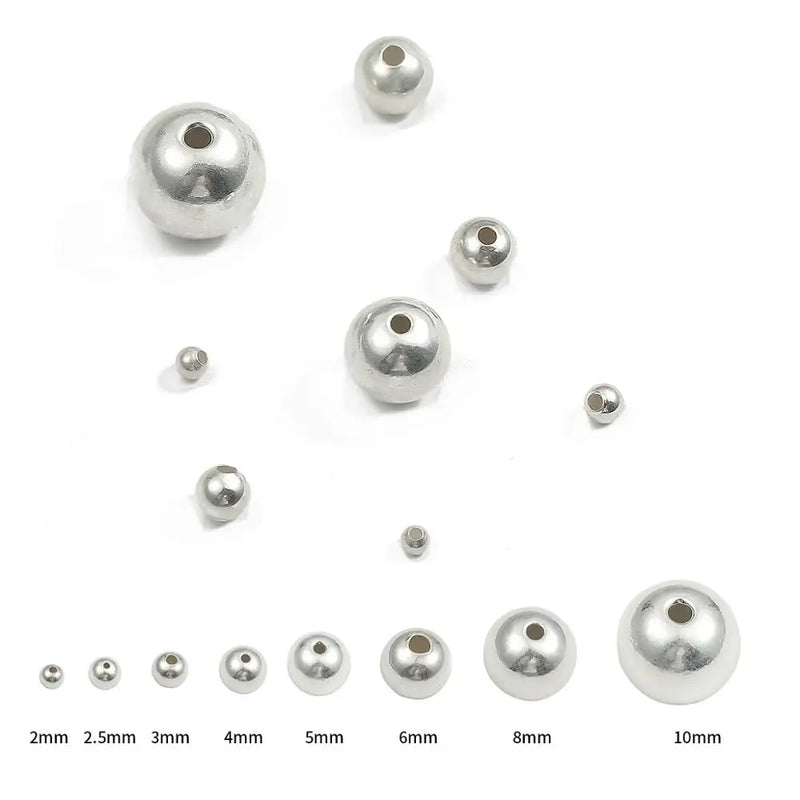 Sterling Silver Ball End Beads Round Spacer Beads