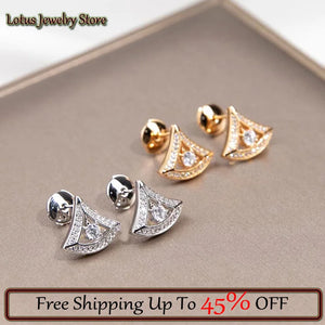 Sterling Silver Scallop Stud Earrings Classic Skirt Earrings
