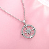 Sterling Silver Compass Pendant Necklace for Women
