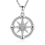 Sterling Silver Compass Pendant Necklace for Women