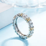 Sterling Silver Cross Diamond Ring Platinum Band Zircon Jewelry SAL9