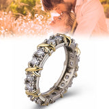 Sterling Silver Cross Diamond Ring Platinum Band Zircon Jewelry SAL9