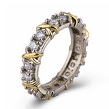 Sterling Silver Cross Diamond Ring Platinum Band Zircon Jewelry SAL9