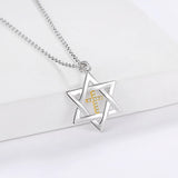 Sterling Silver Cross Star of David Pendant Necklace