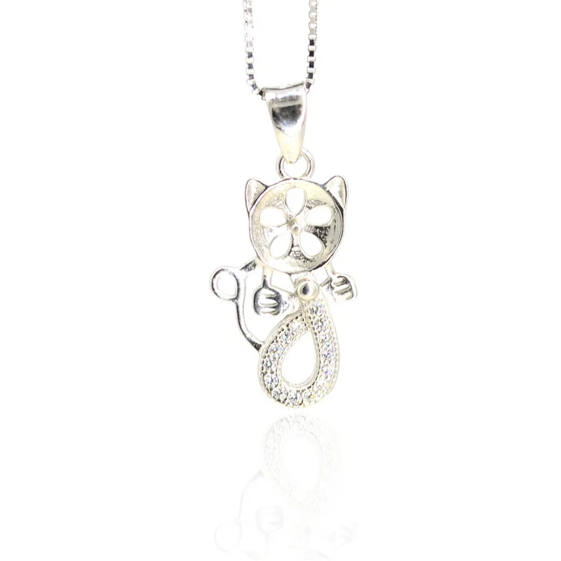 Sterling Silver Cat Pearl Pendant Mountings DIY Jewelry