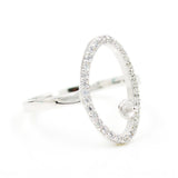 Sterling Silver Cz Ellipse Pearl Ring Mounts