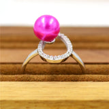 Sterling Silver Cz Ellipse Pearl Ring Mounts