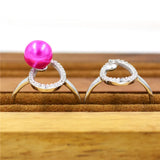 Sterling Silver Cz Ellipse Pearl Ring Mounts