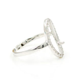 Sterling Silver Cz Ellipse Pearl Ring Mounts