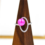 Sterling Silver Cz Ellipse Pearl Ring Mounts