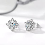 Sterling Silver Ear pin with 80 pt. Diamond Earrings