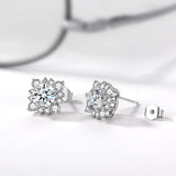 Sterling Silver Ear pin with 80 pt. Diamond Earrings