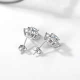 Sterling Silver Ear pin with 80 pt. Diamond Earrings