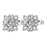 Sterling Silver Ear pin with 80 pt. Diamond Earrings