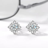 Sterling Silver Ear pin with 80 pt. Diamond Earrings
