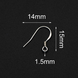 925 Silver Flat Earwires with Coil, 10pcs Jewelry Findings (CY-003-4)
