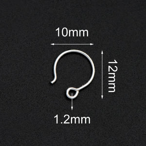 925 Silver Round Earwires 12x10mm 10pcs