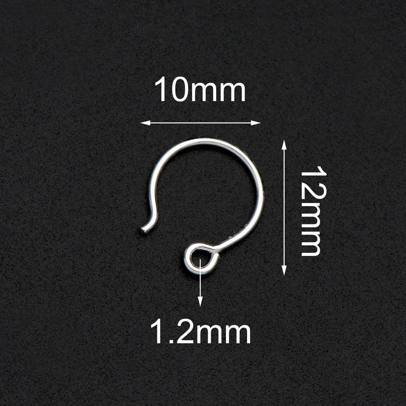 925 Silver Round Earwires 12x10mm 10pcs