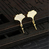 925 Silver Zircon Earring Components for Round Beads E181B