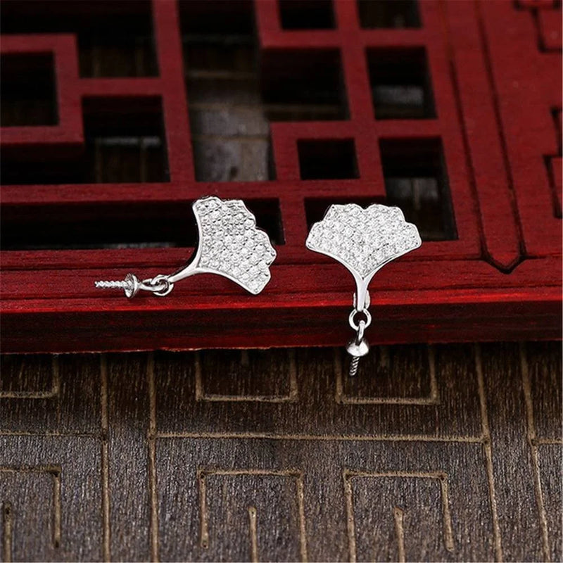 925 Silver Zircon Earring Components for Round Beads E181B