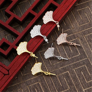 925 Silver Zircon Earring Components for Round Beads E181B