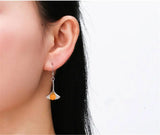 925 Silver Ginkgo Leaf Earring Settings for 6-8mm Beads