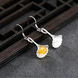 925 Silver Ginkgo Leaf Earring Settings for 6-8mm Beads