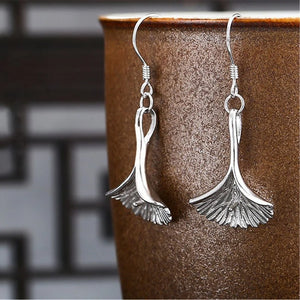 925 Silver Ginkgo Leaf Earring Settings for 6-8mm Beads