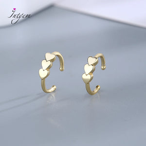 Heart Hoop Earrings Long Line Sterling Silver Jewelry