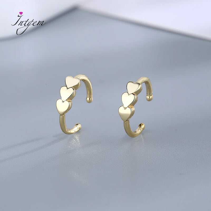 Heart Hoop Earrings Long Line Sterling Silver Jewelry
