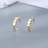 Heart Hoop Earrings Long Line Sterling Silver Jewelry